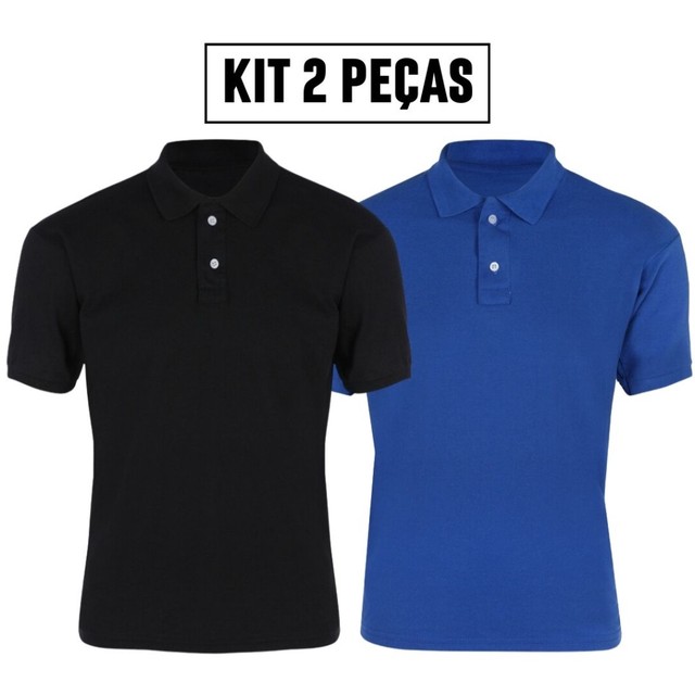 Kit 2 Camisa Polo Masculina Camiseta Premium Piquet Poliéster