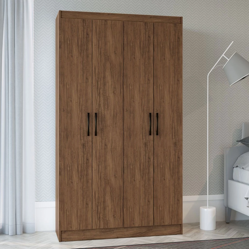 Guarda-Roupa Solteiro 4 Portas Lyon 8 Prateleiras 40467 Marrom