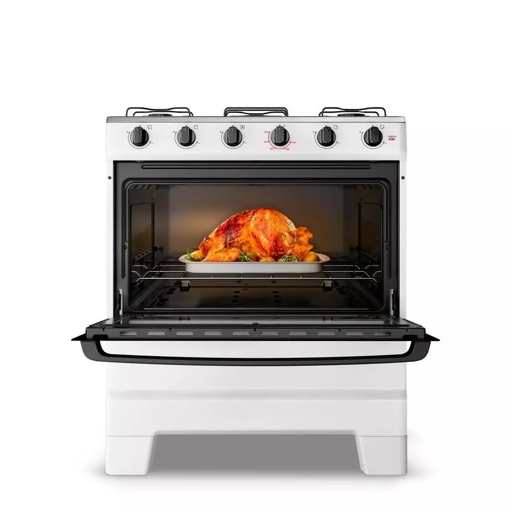 Fogão A Gás Esmaltec Ideal Pop 5 Bocas Com Forno 50L Branco E Mesa Inox Limpa Fácil