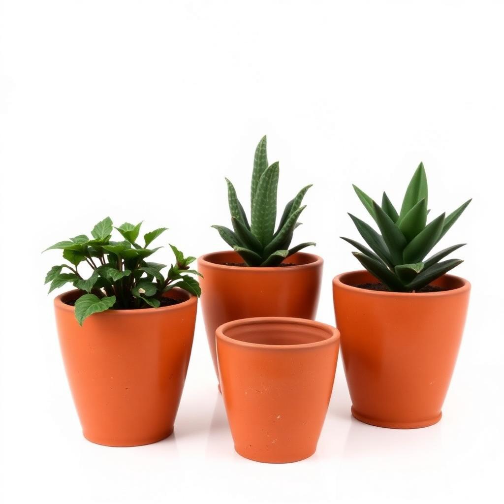 Kit 3 Vasos Cerâmica Terracota Decorativos para Plantas e Suculentas