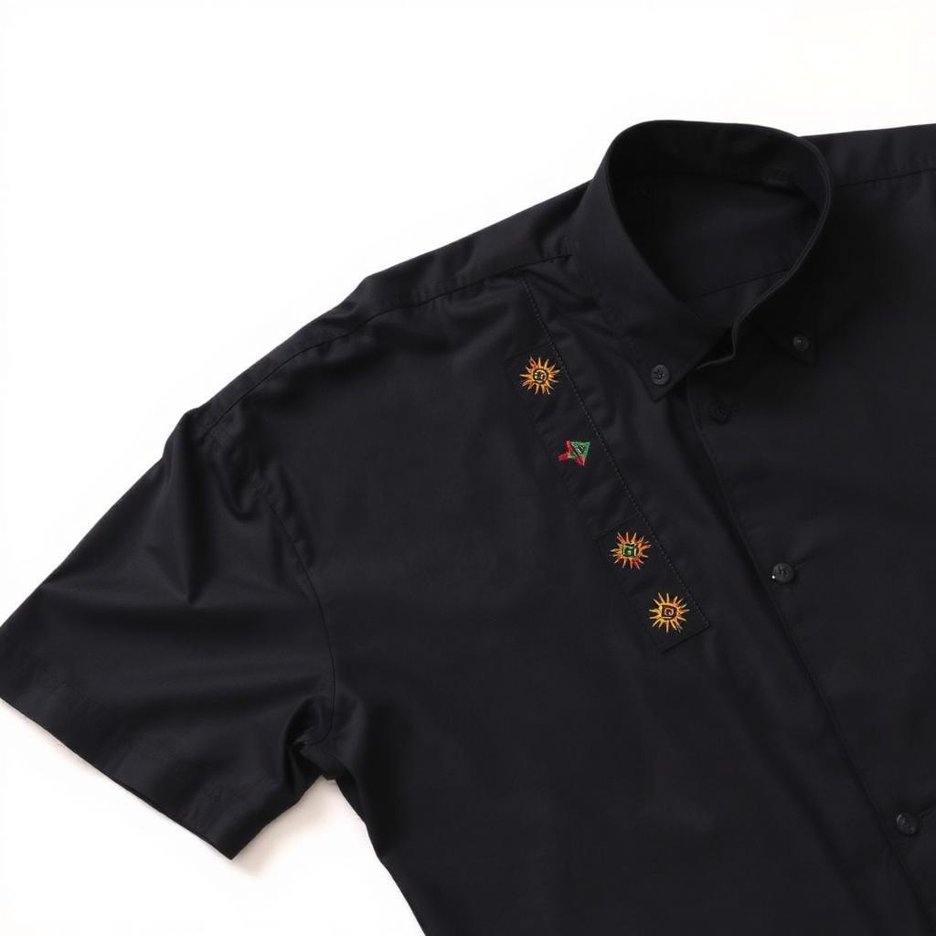 Camisa Preta Com Botões Estilo Pan-Africano Referência Africana [Ref-248]