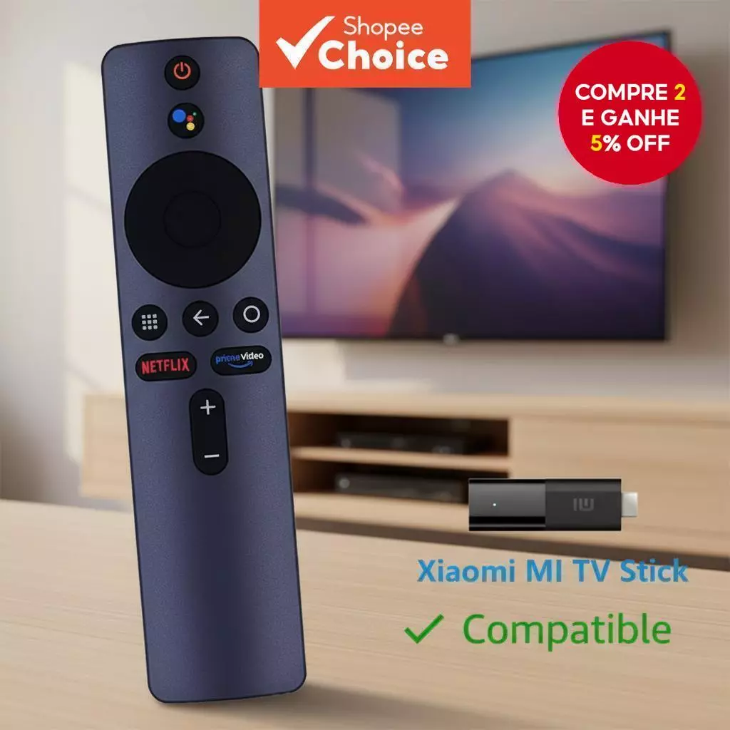 Xiaomi Mi TV Stick Mi Box 4K Controle Remoto Compatível com Bluetooth de Voz