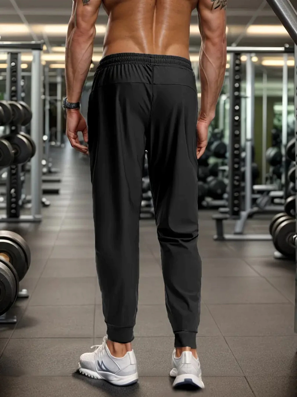 Calça Jogger Masculina Poliéster Leve com Bolso Zíper — Treino e Casual